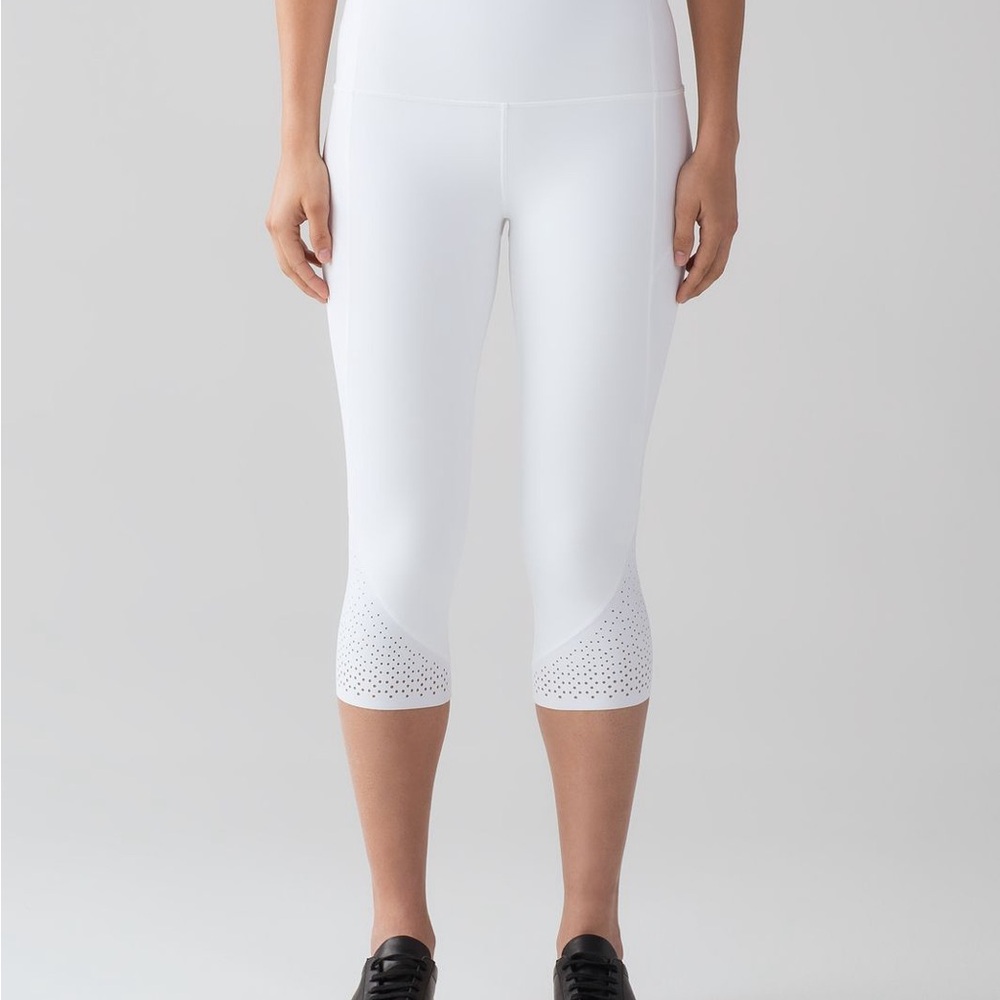 Lululemon Athletica Anew White Perforated Laser Cut Crop Legging